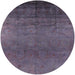 Round Mid-Century Modern Plum Purple Oriental Rug, urb1690