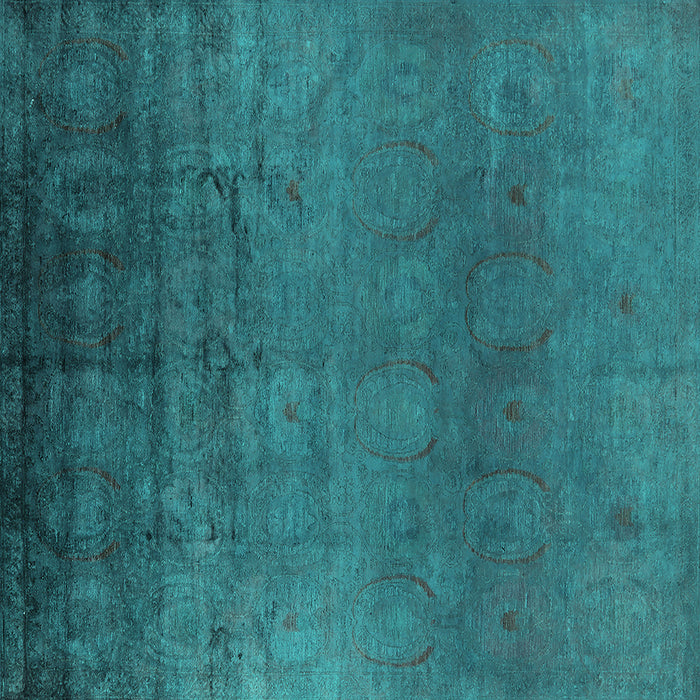 Square Machine Washable Oriental Turquoise Industrial Area Rugs, wshurb1690turq