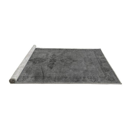 Sideview of Machine Washable Oriental Gray Industrial Rug, wshurb1691gry
