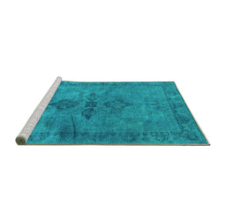 Sideview of Machine Washable Oriental Turquoise Industrial Area Rugs, wshurb1691turq
