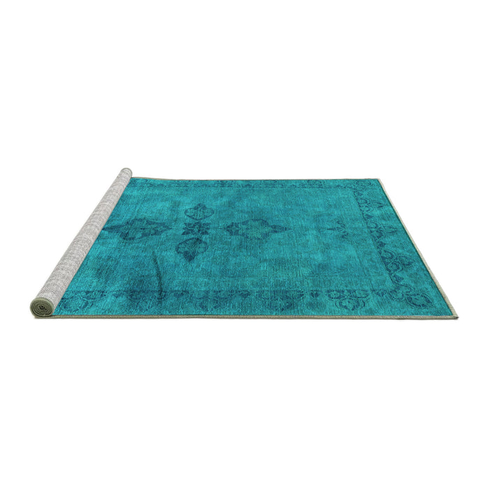 Sideview of Machine Washable Oriental Turquoise Industrial Area Rugs, wshurb1691turq
