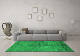 Machine Washable Oriental Green Industrial Area Rugs in a Living Room,, wshurb1691grn