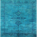 Square Mid-Century Modern Deep Sky Blue Oriental Rug, urb1691