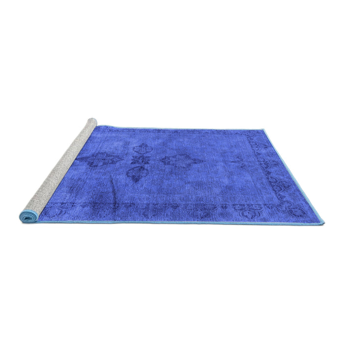 Sideview of Machine Washable Oriental Blue Industrial Rug, wshurb1691blu