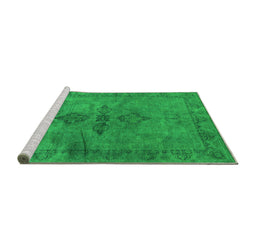 Sideview of Machine Washable Oriental Green Industrial Area Rugs, wshurb1691grn