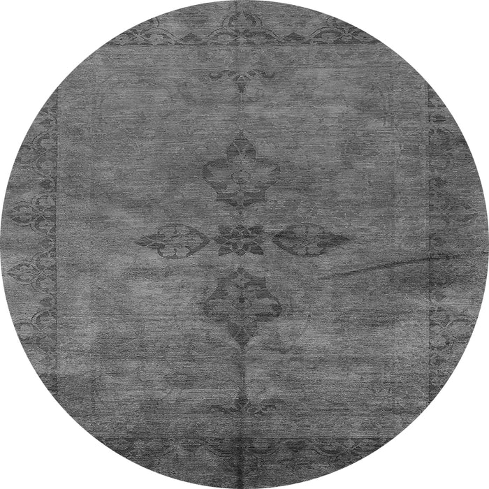 Round Oriental Gray Industrial Rug, urb1691gry