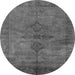 Round Oriental Gray Industrial Rug, urb1691gry