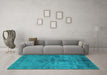 Machine Washable Oriental Turquoise Industrial Area Rugs in a Living Room,, wshurb1691turq