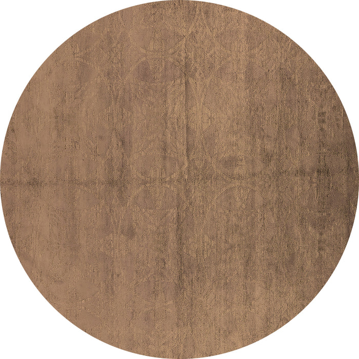 Round Machine Washable Oriental Brown Industrial Rug, wshurb1692brn