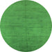 Round Oriental Green Industrial Rug, urb1692grn