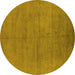 Round Oriental Yellow Industrial Rug, urb1692yw