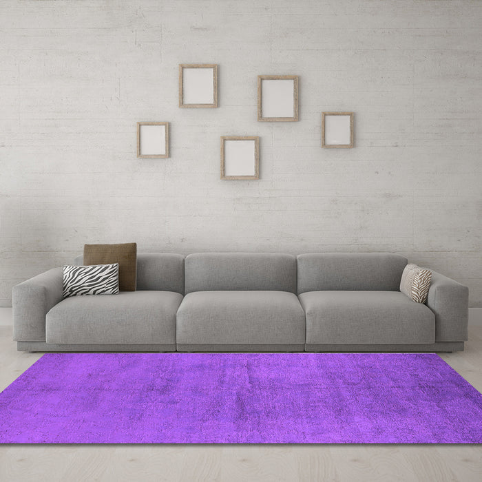 Machine Washable Oriental Purple Industrial Area Rugs in a Living Room, wshurb1692pur