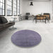 Round Mid-Century Modern French Lilac Purple Oriental Rug in a Office, urb1692