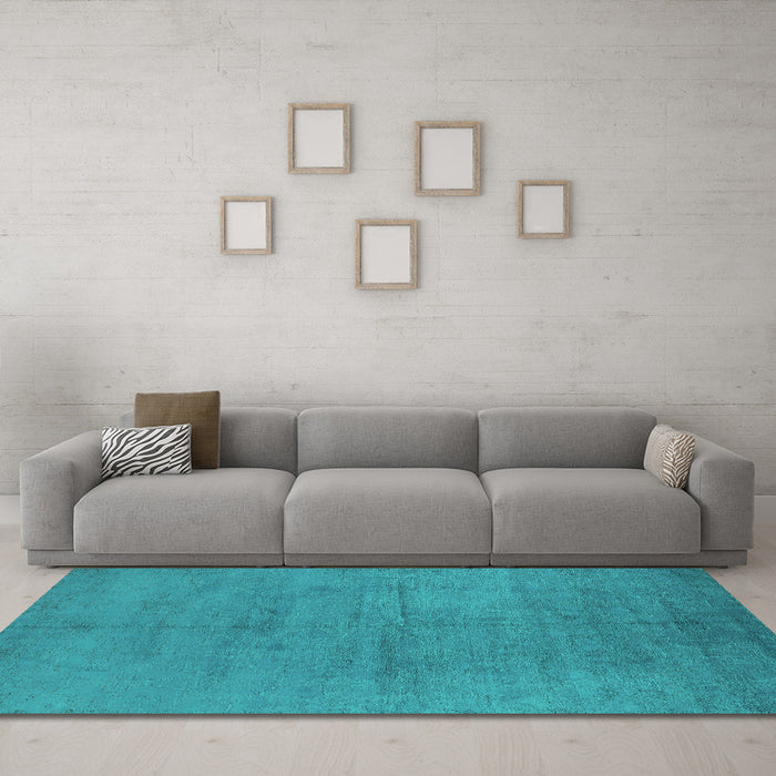 Machine Washable Oriental Turquoise Industrial Area Rugs in a Living Room,, wshurb1692turq