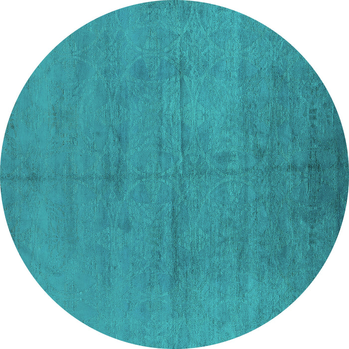 Round Machine Washable Oriental Turquoise Industrial Area Rugs, wshurb1692turq