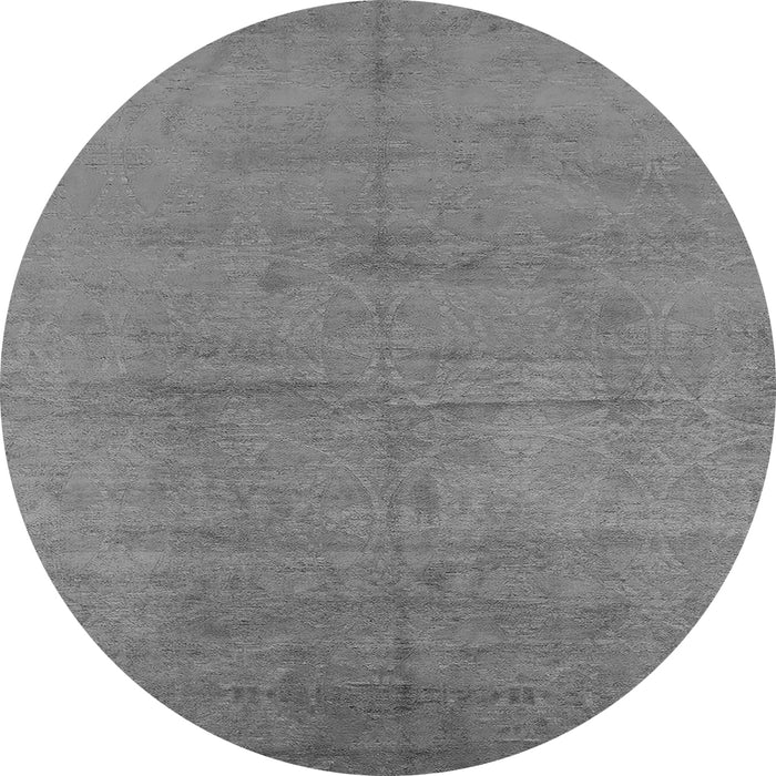 Round Machine Washable Oriental Gray Industrial Rug, wshurb1692gry