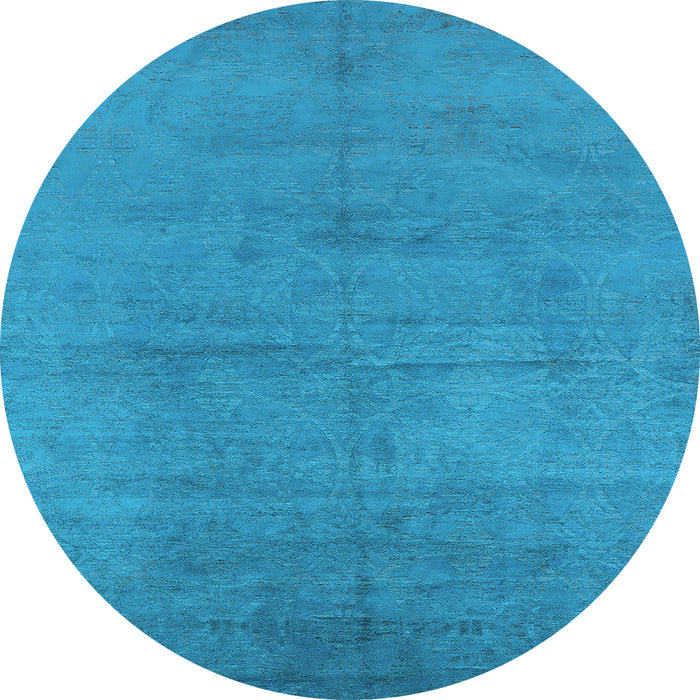 Round Oriental Light Blue Industrial Rug, urb1692lblu