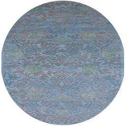 Round Machine Washable Industrial Modern Columbia Blue Rug, wshurb1693