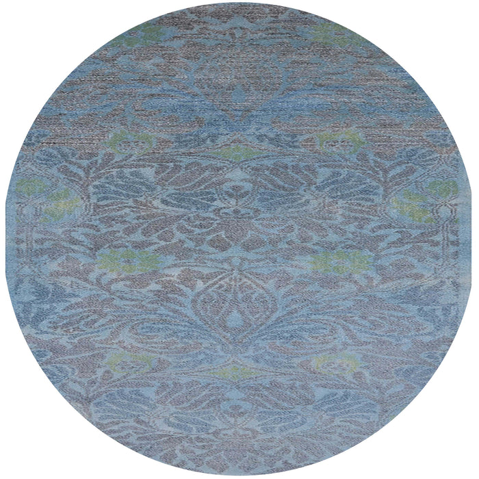 Round Machine Washable Industrial Modern Columbia Blue Rug, wshurb1693