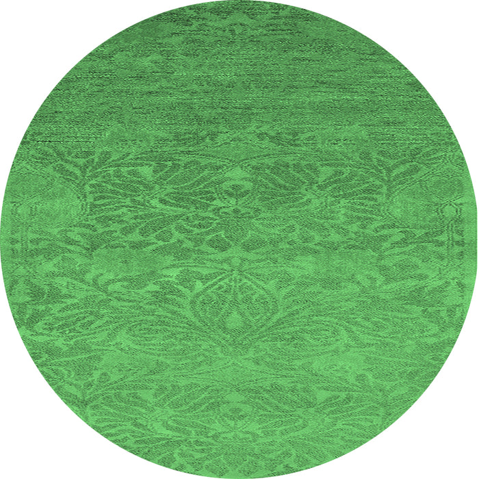 Round Oriental Emerald Green Industrial Rug, urb1693emgrn