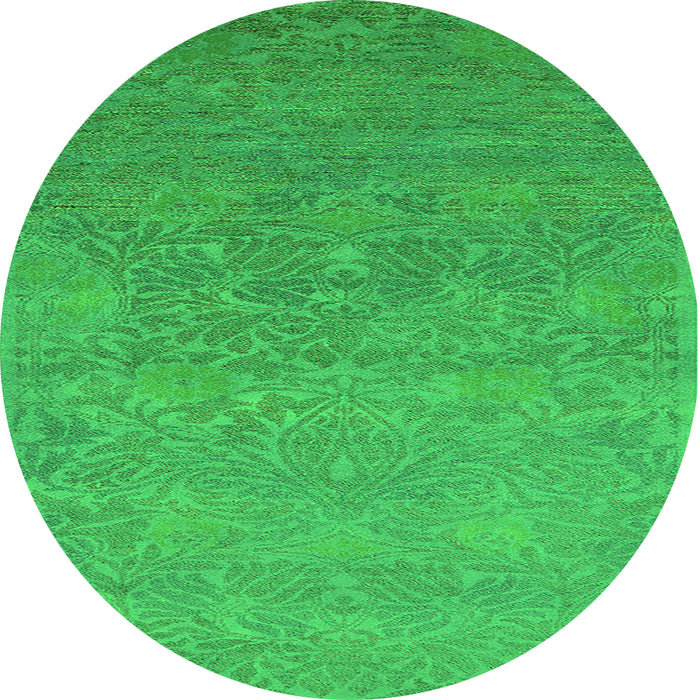 Round Oriental Green Industrial Rug, urb1693grn