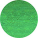 Round Oriental Green Industrial Rug, urb1693grn