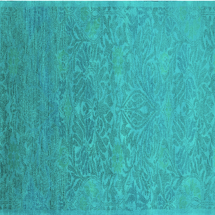 Square Oriental Turquoise Industrial Rug, urb1693turq