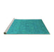 Sideview of Machine Washable Oriental Turquoise Industrial Area Rugs, wshurb1693turq