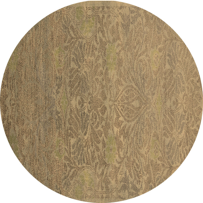 Round Oriental Brown Industrial Rug, urb1693brn