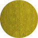 Round Oriental Yellow Industrial Rug, urb1693yw