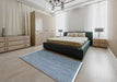 Mid-Century Modern Columbia Blue Oriental Rug in a Bedroom, urb1693