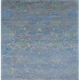 Square Mid-Century Modern Columbia Blue Oriental Rug, urb1693