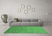 Machine Washable Oriental Emerald Green Industrial Area Rugs in a Living Room,, wshurb1693emgrn