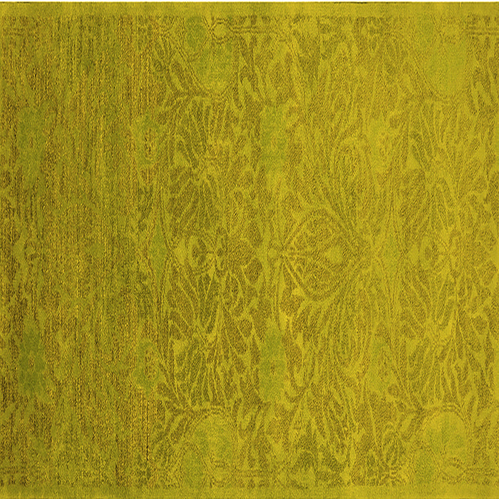 Square Machine Washable Oriental Yellow Industrial Rug, wshurb1693yw