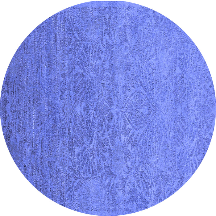 Round Oriental Blue Industrial Rug, urb1693blu
