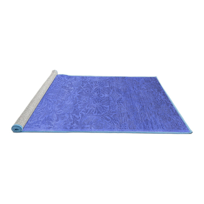 Sideview of Machine Washable Oriental Blue Industrial Rug, wshurb1693blu