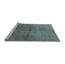 Sideview of Machine Washable Oriental Light Blue Industrial Rug, wshurb1694lblu