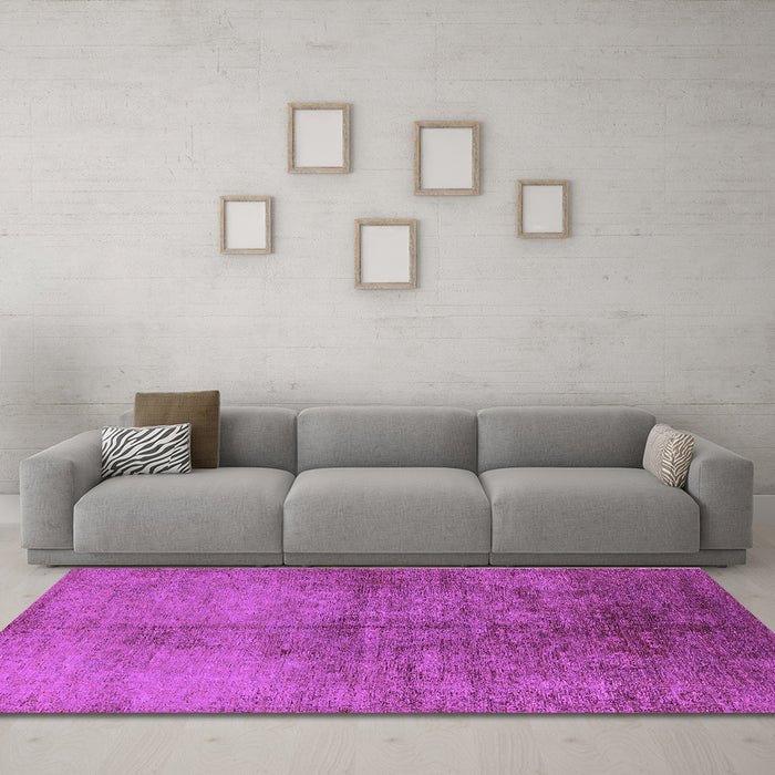Machine Washable Oriental Purple Industrial Area Rugs in a Living Room, wshurb1694pur