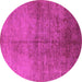 Round Oriental Pink Industrial Rug, urb1694pnk