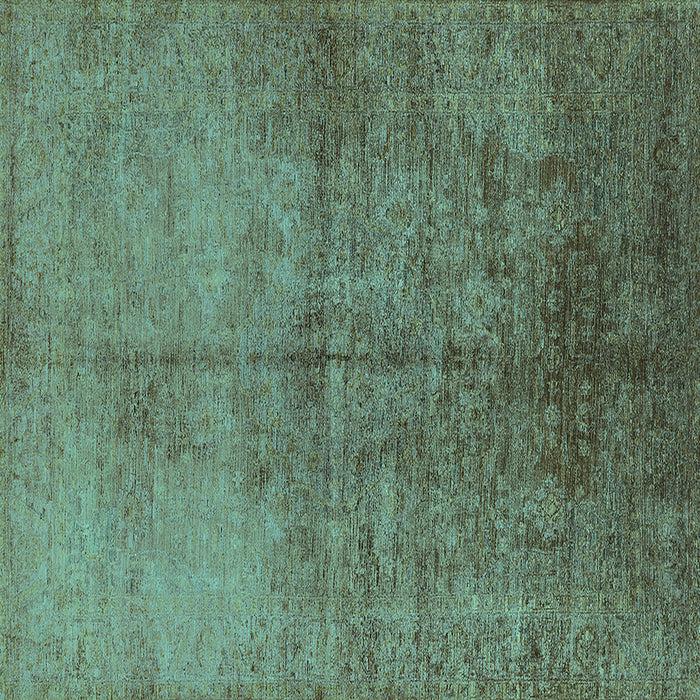 Square Oriental Turquoise Industrial Rug, urb1694turq