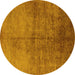 Round Oriental Yellow Industrial Rug, urb1694yw