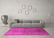 Machine Washable Oriental Pink Industrial Rug in a Living Room, wshurb1694pnk