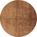 Round Machine Washable Oriental Brown Industrial Rug, wshurb1694brn