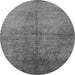 Round Oriental Gray Industrial Rug, urb1694gry