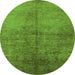 Round Oriental Green Industrial Rug, urb1694grn