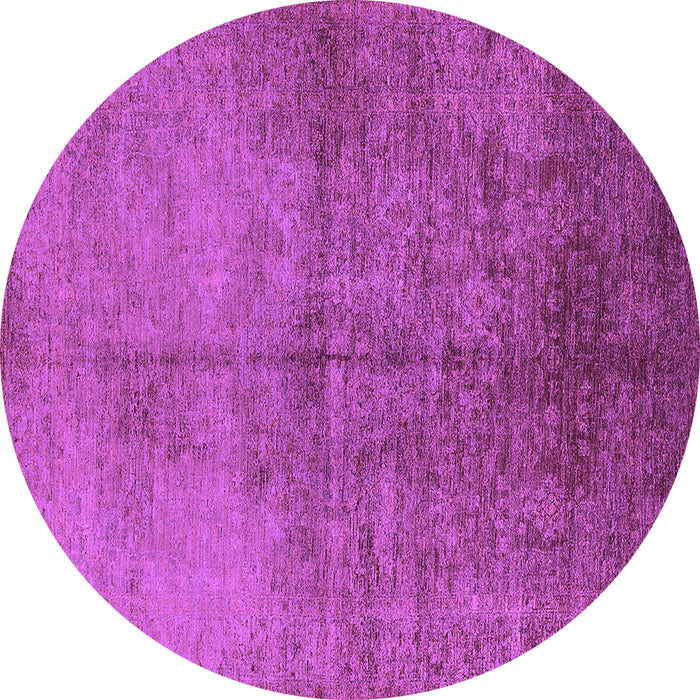 Round Machine Washable Oriental Purple Industrial Area Rugs, wshurb1694pur
