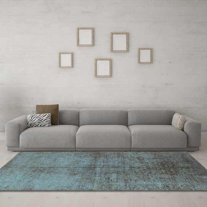 Machine Washable Oriental Light Blue Industrial Rug in a Living Room, wshurb1694lblu