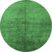 Round Oriental Emerald Green Industrial Rug, urb1694emgrn