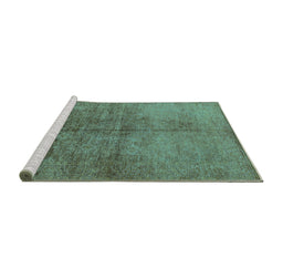 Sideview of Machine Washable Oriental Turquoise Industrial Area Rugs, wshurb1694turq