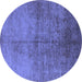 Round Oriental Blue Industrial Rug, urb1694blu